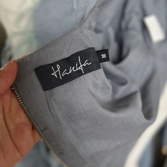 HANIFA Blue Faux Suede Cropped Top with Feathers Size Medium - Picture 3 of 5